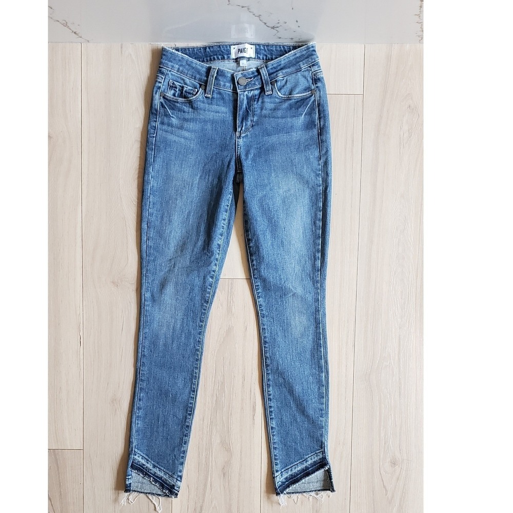 PAIGE Jeans Womens 25 Low‎ Rise Verdugo Ankle Raw Hem Skinny Y2K USA Made